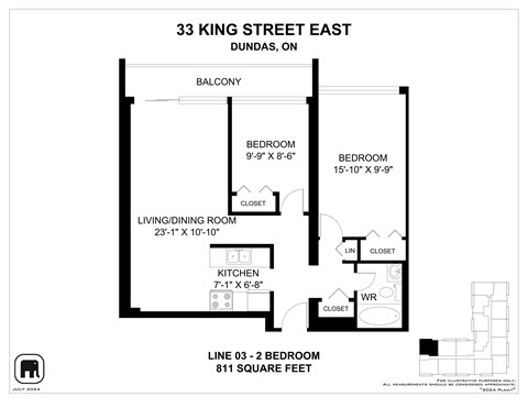 A floor plan for a duplex at 33 King Street East in Dundas, Ontario.